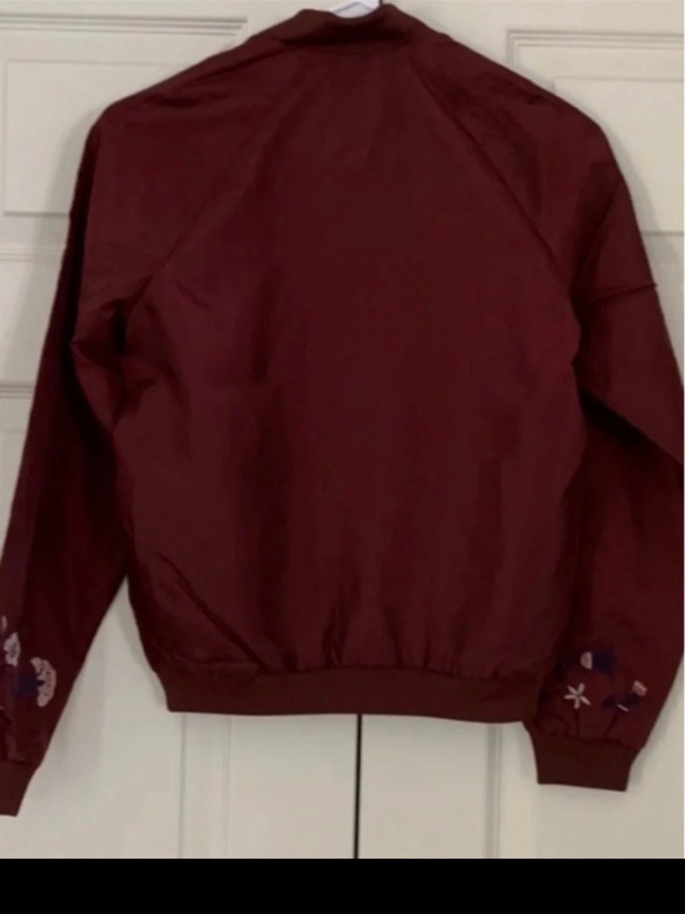 *NEW LOVE FIRE MAROON FLORAL CROCHETED BOMBER JACKET SIZE LARGE - Picture 4 of 12